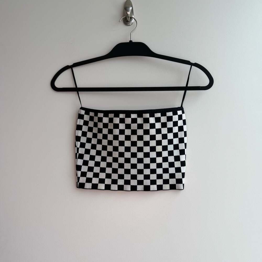 L.A. Hearts Black and White Checkered Knit Tube Top Size S